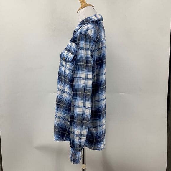 Jachs Girlfriend Shirt Women S Small Multi Plaid Flannel Snap Button Tab Sleeve - Picture 7 of 13